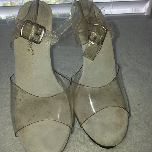 Cute Clear Low Platform Dancer High Heels Used Fabulicious - Picture 3 of 8